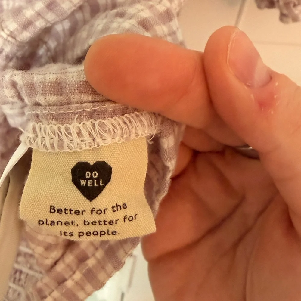 Madewell Blush Gingham Puff Sleeve Top XXS Smocked Cottagecore Blouse - Picture 6 of 7